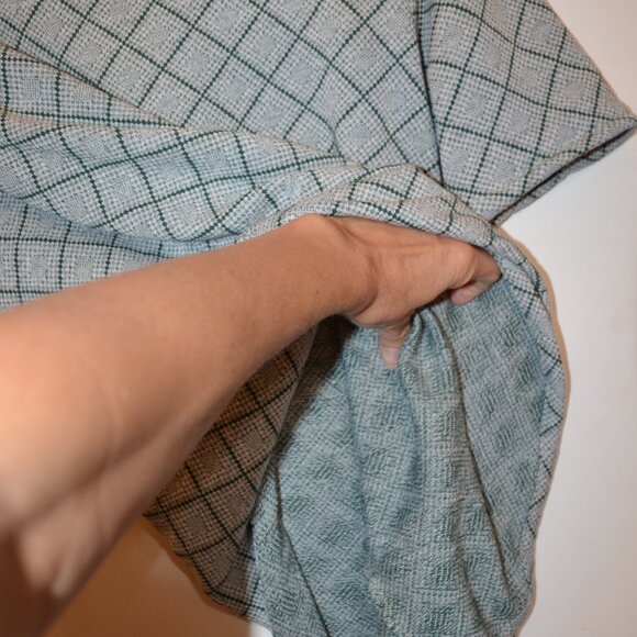 THE BOSS Made with Love Green Square Lines Pattern Short Sleeves Blouse ~S /18.5 - Picture 6 of 8